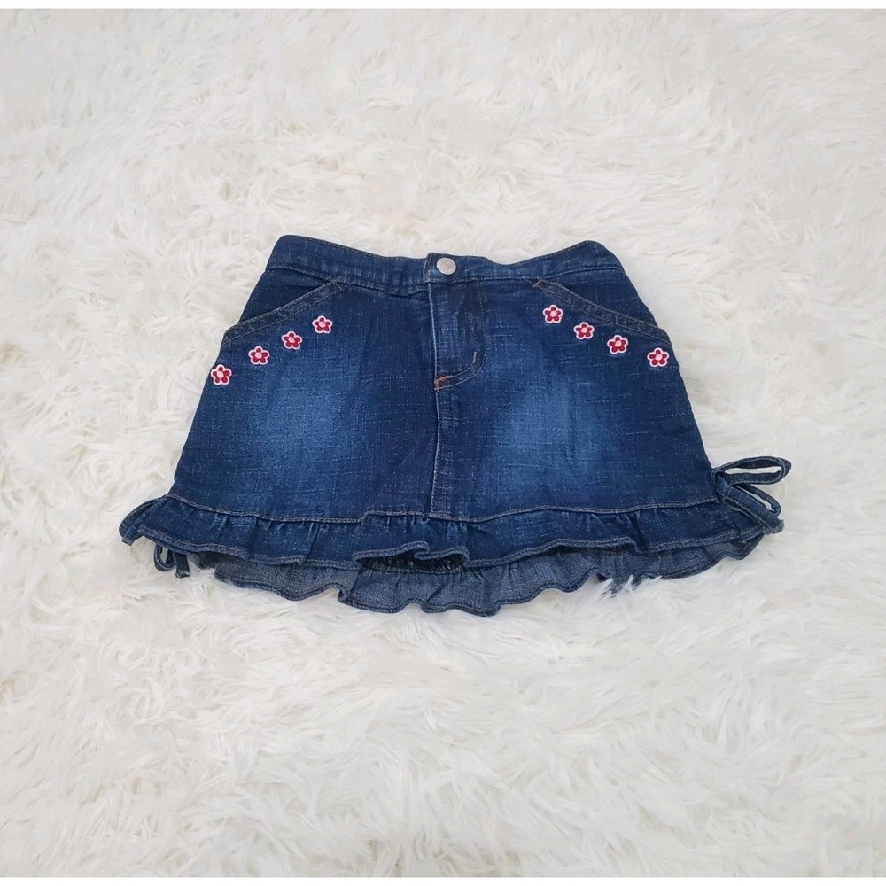 U.S. Polo Assn. Vintage Y2K Embroidered Denim Skort Floral American Flag 3-6 Mon
